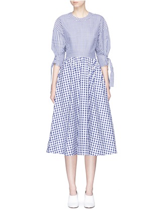Main View - Click To Enlarge - ROSETTA GETTY - Tie sleeve open back gingham check shirting dress