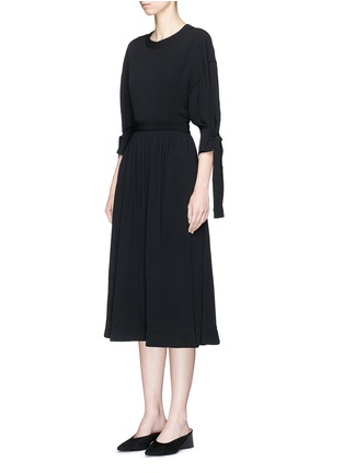 Front View - Click To Enlarge - ROSETTA GETTY - Tie sleeve open back crepe dress