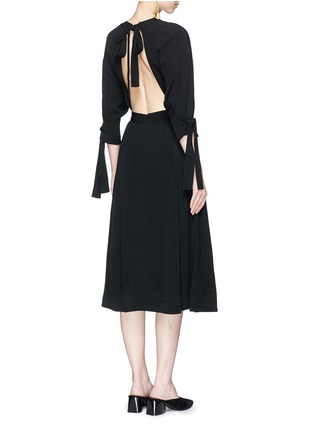 Figure View - Click To Enlarge - ROSETTA GETTY - Tie sleeve open back crepe dress