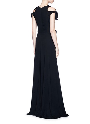 Back View - Click To Enlarge - ROSETTA GETTY - Cold shoulder cutout waist crepe gown