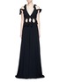 Main View - Click To Enlarge - ROSETTA GETTY - Cold shoulder cutout waist crepe gown