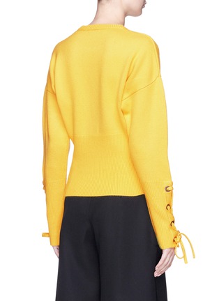 Back View - Click To Enlarge - NEIL BARRETT - Lace-up detail cropped wool sweater