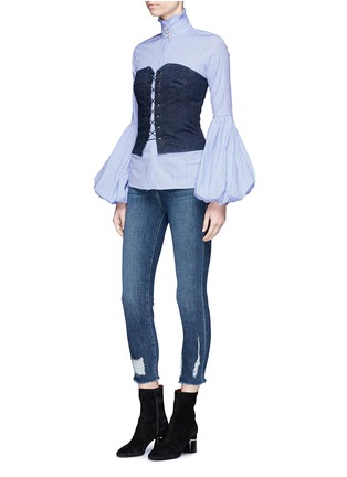 Figure View - Click To Enlarge - CAROLINE CONSTAS - 'Jacqueline' ruffle turtleneck bell sleeve stripe shirt