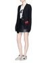 Figure View - Click To Enlarge - SAINT LAURENT - 'Slow Kissing' lips intarsia oversized mohair-blend cardigan