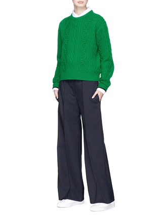 Figure View - Click To Enlarge - SHORT SENTENCE - Zip outseam bobble cable knit sweater