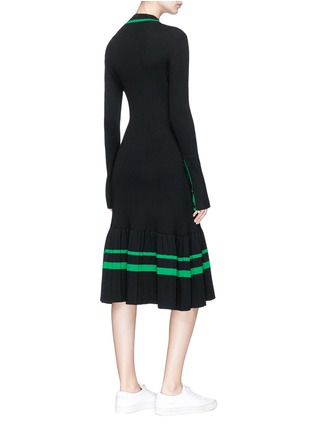 Figure View - Click To Enlarge - SHORT SENTENCE - Stripe wool blend rib knit peplum dress