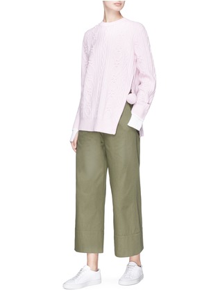 Figure View - Click To Enlarge - SHORT SENTENCE - Pompom zip outseam cable knit sweater