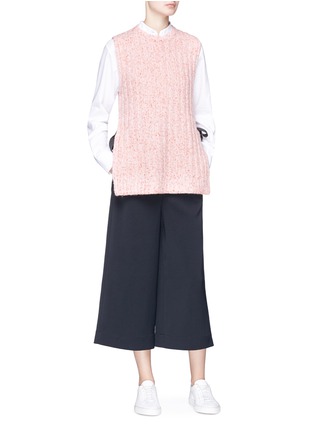 Figure View - Click To Enlarge - SHORT SENTENCE - Ribbon tie outseam rib knit sleeveless sweater