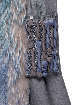 Detail View - Click To Enlarge - INNIU - Mixed fur and cashmere melton long gilet