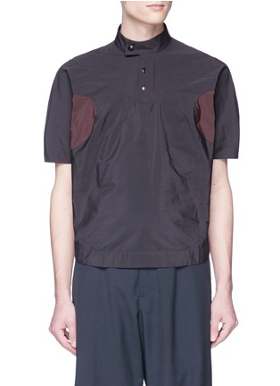 Main View - Click To Enlarge - KIKO KOSTADINOV - Mandarin collar contrast panel short sleeve shirt