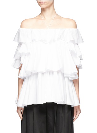 Main View - Click To Enlarge - TOME - Tiered ruffle halterneck off-shoulder blouse