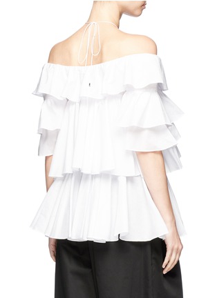 Figure View - Click To Enlarge - TOME - Tiered ruffle halterneck off-shoulder blouse