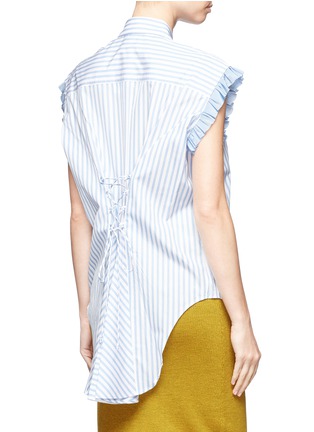 Figure View - Click To Enlarge - TOME - Lace up back stripe sleeveless shirt