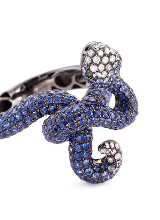 Detail View - Click To Enlarge - WENDY YUE - Diamond garnet sapphire 18k white gold snake ring