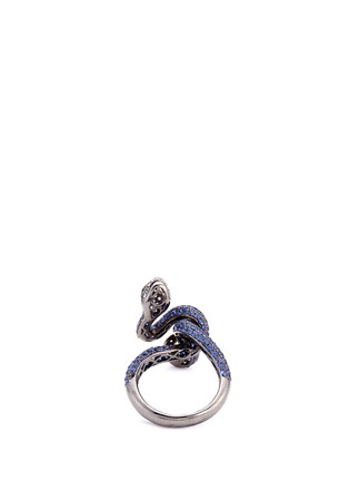 Figure View - Click To Enlarge - WENDY YUE - Diamond garnet sapphire 18k white gold snake ring