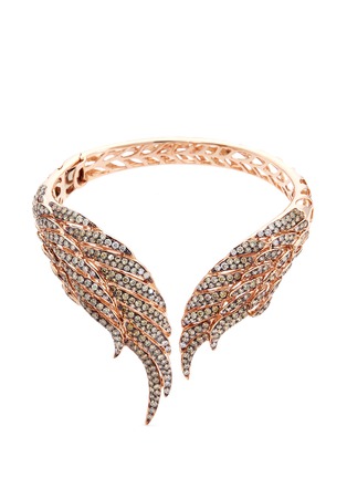 Main View - Click To Enlarge - WENDY YUE - Diamond 18k rose gold wing bangle