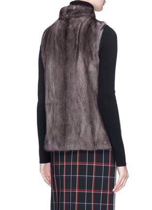 Back View - Click To Enlarge - FLAMINGO - Reversible leather and mink fur short gilet