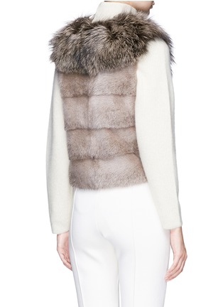 Back View - Click To Enlarge - FLAMINGO - Fox fur collar mink fur short gilet