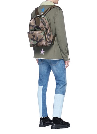 Figure View - Click To Enlarge - VALENTINO GARAVANI - Rockstud camouflage print nylon backpack
