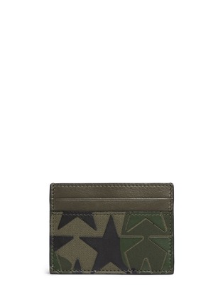 Main View - Click To Enlarge - VALENTINO GARAVANI - 'Camustars' leather patch canvas card holder