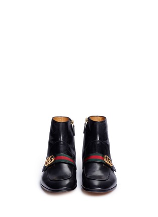 Front View - Click To Enlarge - GUCCI - GG logo leather boots