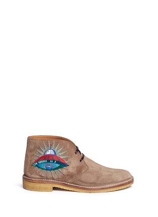 Main View - Click To Enlarge - GUCCI - UFO Owl appliqué suede desert boots