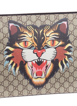  - GUCCI - 'Angry Cat' print GG Supreme canvas messenger bag