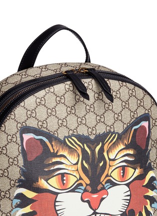  - GUCCI - 'LOVED' angry cat print GG supreme canvas backpack