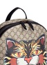  - GUCCI - 'LOVED' angry cat print GG supreme canvas backpack