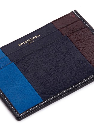 Detail View - Click To Enlarge - BALENCIAGA - 'Bazar' striped leather card holder
