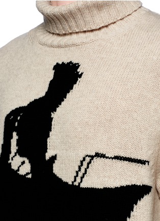 Detail View - Click To Enlarge - YOHJI YAMAMOTO - Samurai intarsia wool turtleneck sweater