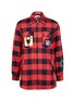 Main View - Click To Enlarge - JW ANDERSON - Crochet patch gingham check flannel unisex shirt