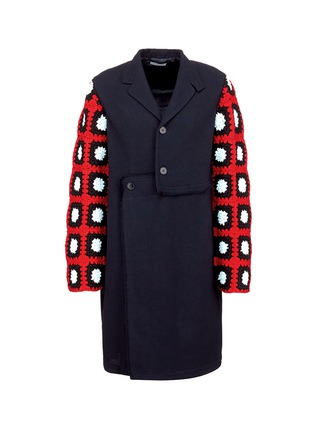 Main View - Click To Enlarge - JW ANDERSON - Crochet sleeve crepe cady unisex coat