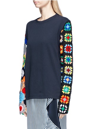 Detail View - Click To Enlarge - JW ANDERSON - Floral crochet sleeve unisex jersey top