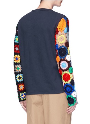 Back View - Click To Enlarge - JW ANDERSON - Floral crochet sleeve unisex jersey top
