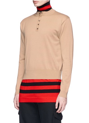 Front View - Click To Enlarge - JW ANDERSON - Stripe turtleneck layered Merino wool unisex sweater