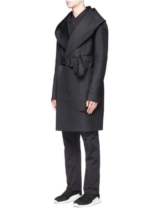 Front View - Click To Enlarge - RICK OWENS  - Hooded belted trench coat