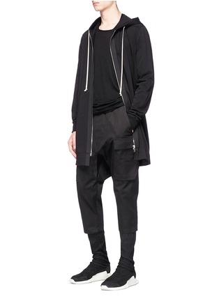 Figure View - Click To Enlarge - RICK OWENS  - Stone wash jersey zip hoodie