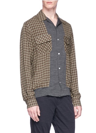 Front View - Click To Enlarge - UNDERCOVER - Knit panel check plaid shirt
