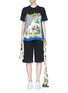 Main View - Click To Enlarge - DRY CLEAN ONLY - Extended sash graphic print mixed panel T-shirt