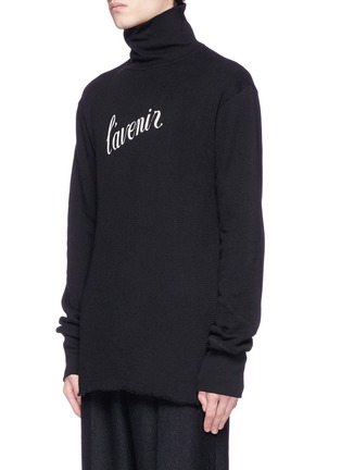 Front View - Click To Enlarge - ANN DEMEULEMEESTER - 'L'Avenir' print turtleneck terry towelling sweater