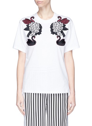 Main View - Click To Enlarge - VICTORIA, VICTORIA BECKHAM - Swan and floral bouquet patch T-shirt