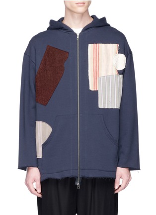 Main View - Click To Enlarge - BY WALID - 'Cut & Sew' patchwork zip hoodie