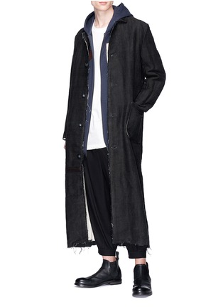 Figure View - Click To Enlarge - BY WALID - Raw edge linen twill coat