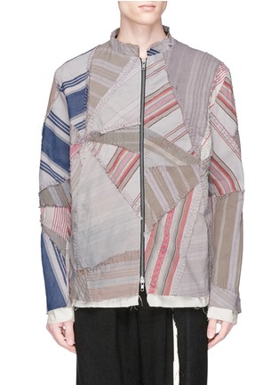 Main View - Click To Enlarge - BY WALID - Patchwork stand collar jacket