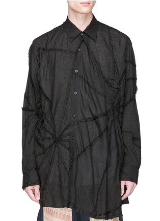 Main View - Click To Enlarge - BY WALID - 'Issa' stitch trim organic cotton shirt