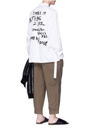 Figure View - Click To Enlarge - 3.1 PHILLIP LIM - Belted slogan print oversized painter shirt