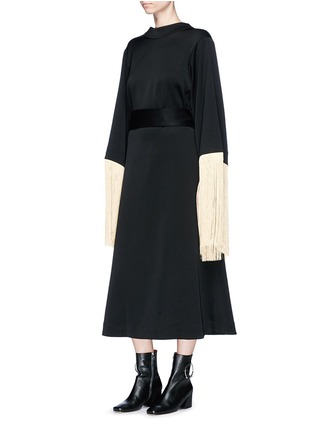 Detail View - Click To Enlarge - ELLERY - 'Ritz' fringed reversible crepe wrap dress
