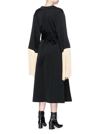 Back View - Click To Enlarge - ELLERY - 'Ritz' fringed reversible crepe wrap dress