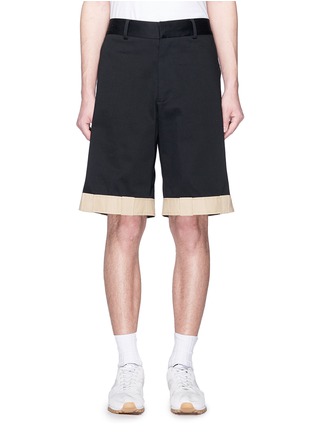 Main View - Click To Enlarge - THE WORLD IS YOUR OYSTER - Contrast cuff twill shorts